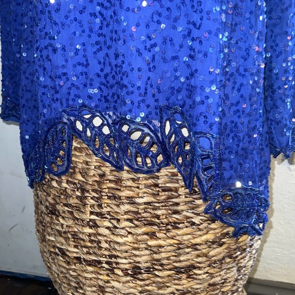 Jean Joseph Le Bon Silk Sequin Top Skirt Set Sz Medium Flaw - Picture 3 of 9